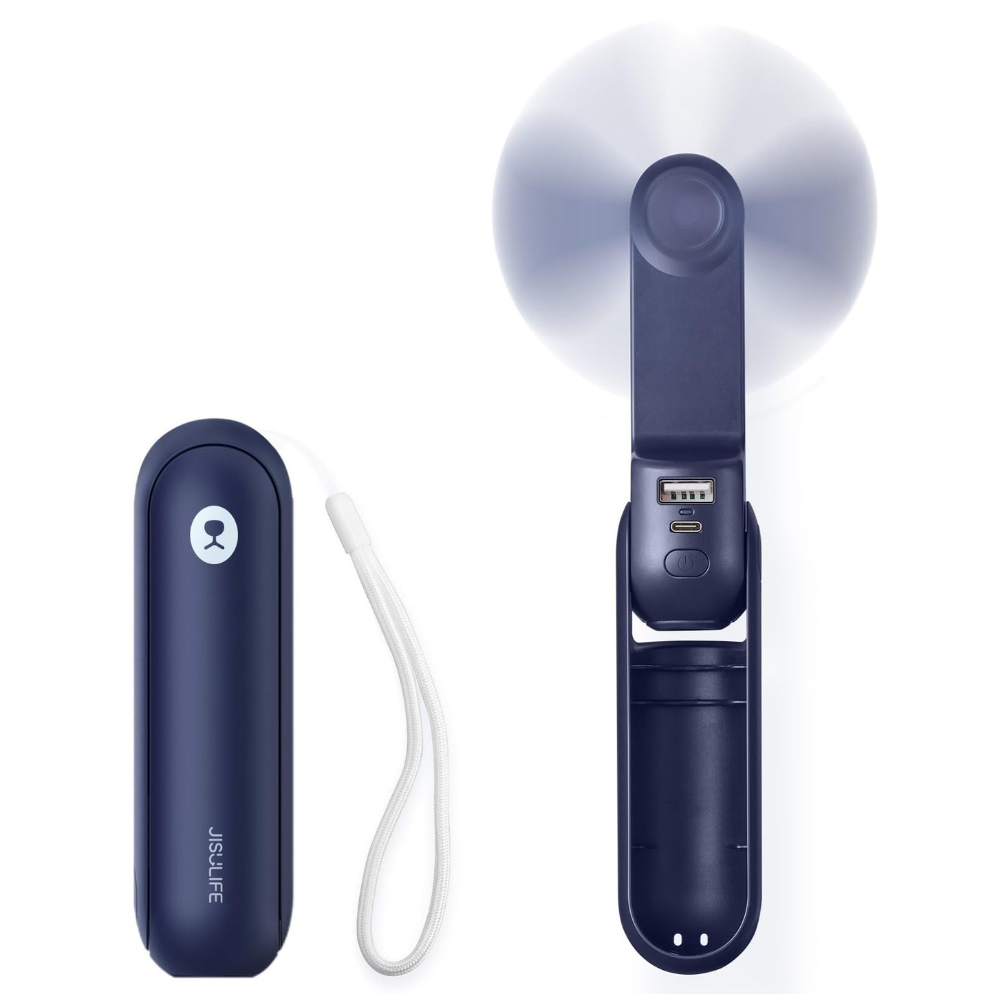 JISULIFE Portable Handheld Fan, Mini 3 In 1 with Rechargeable Battery, Personal Pocket Fan for Travel, Outdoor, USB Power Bank, Flashlight, Essential Ideal Gifts for Summer/Concert/Vacation - Blue 🍁 All In One Marketplace Canada