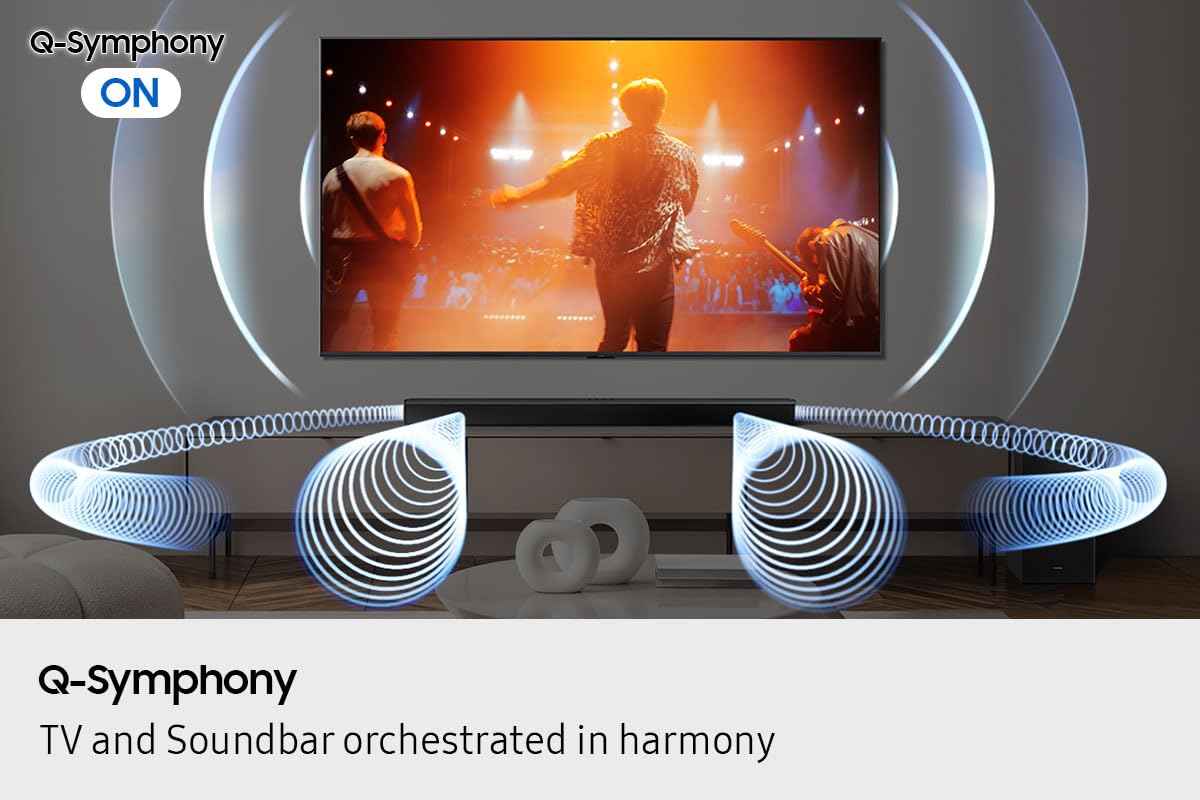 Samsung Sound Bar HW-B750F/ZC, 5.1 Channel, Subwoofer, 400 watts, Surround Sound, Q-Symphony, Dolby Digital, DTS Virtual:X, Bass Boost, Adaptive Sound, Bluetooth, HDMI ARC, Soundbar