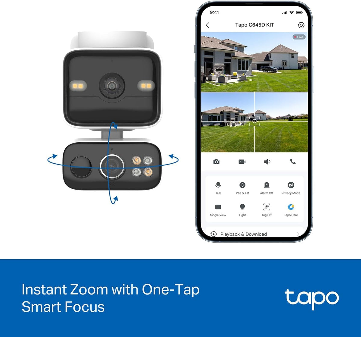 Tapo 2K Dual Lens 360° Pan/Tilt Security Battery Camera Wireless w/Solar Panel, 165° Wide View + 6mm Telephoto, Free Person/Vehicle Detection, SD/Cloud Storage, Works w/Alexa & Google (Tapo C645D KIT) 🍁 All In One Marketplace Canada