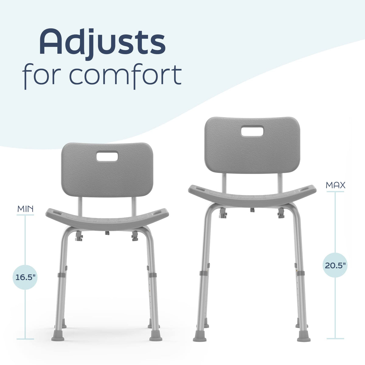 Medline Bath Chair with Back, Shower Chair has Height Adjustable Legs, Tool-Free Assembly, Shower Seat with Suction Cup Feet, Gray 🍁 All In One Marketplace Canada