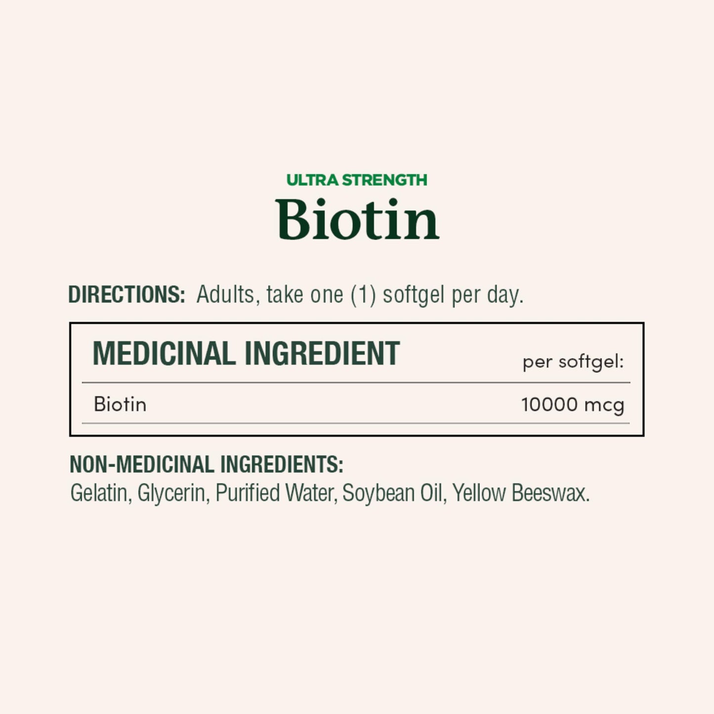 NATURE'S BOUNTY Biotin, Ultra Strength, 10,000 mcg, Promotes Hair Growth, Thicker Healthier Nails, Stronger Thicker Hair & Healthier Skin, Helps Metabolize Nutrients, Softgels, 55.4 g 🍁 All In One Marketplace Canada