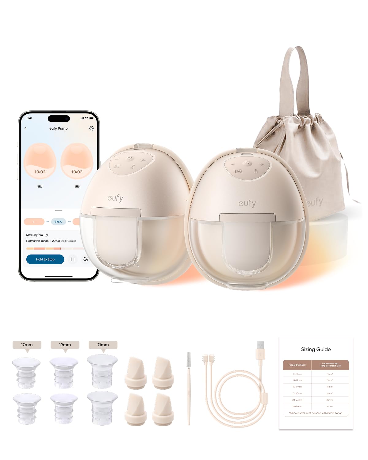 eufy Security Breast Pump Series S1, Hands-Free Electric Breast Pump with Heating Tech, App Control, Personalized Smart Rhythm, Hospital Grade Suction, Portable, Discreet, Leak-Proof & Ultra-Quiet 🍁 All In One Marketplace Canada