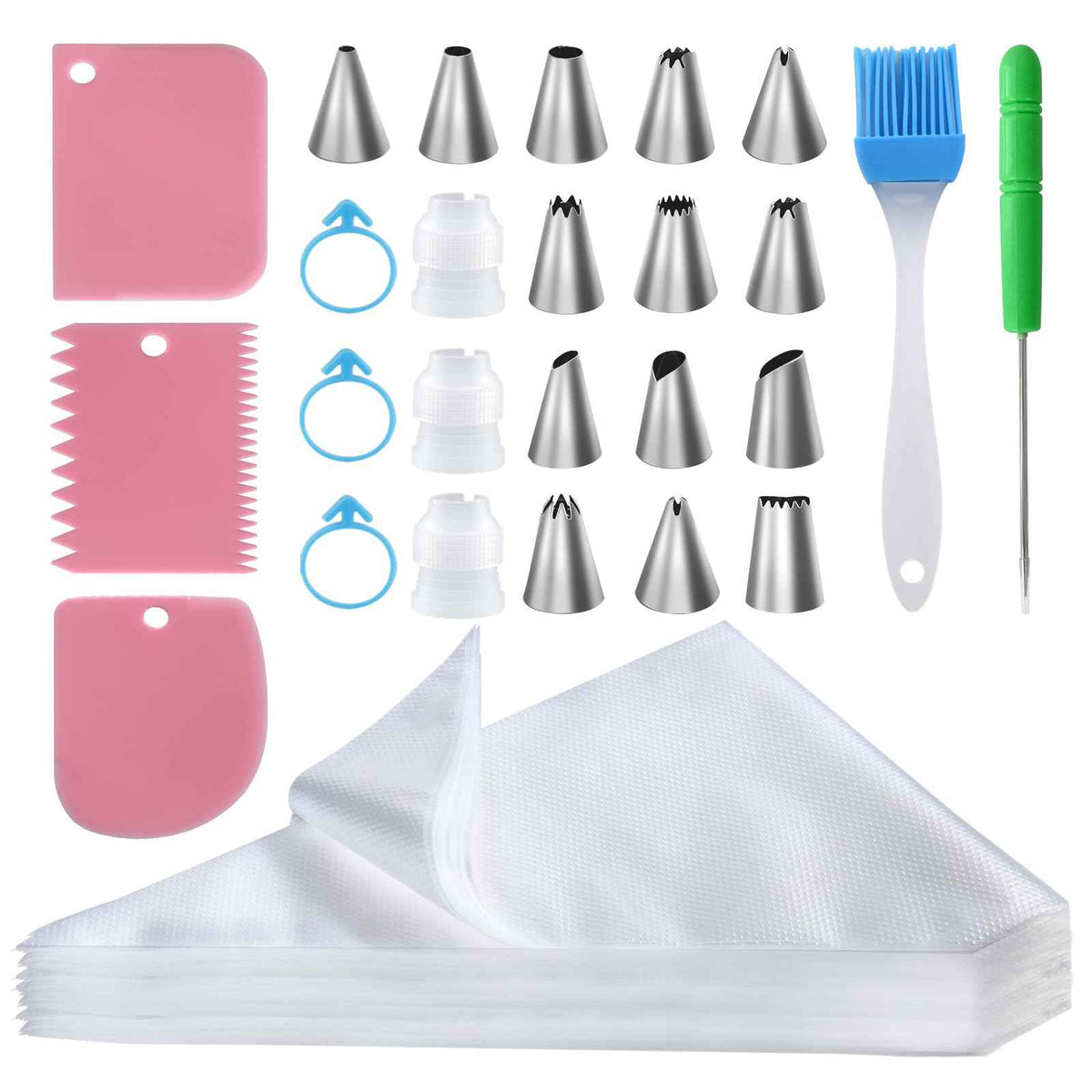 firstake Piping Bags and Tips Set - 100pcs 12 Inch Icing Bags with 14 Tips 🍁 All In One Marketplace Canada