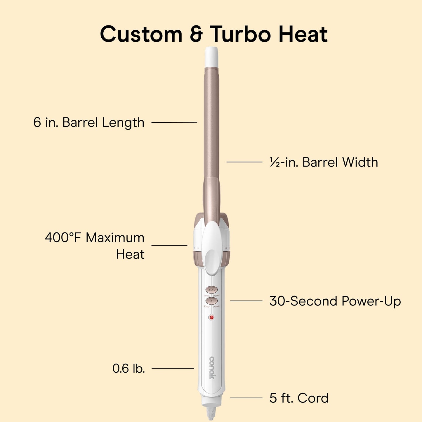 Conair Double Ceramic Curling Iron, 1/2-inch Curling Iron, White/Rose Gold 🍁 All In One Marketplace Canada