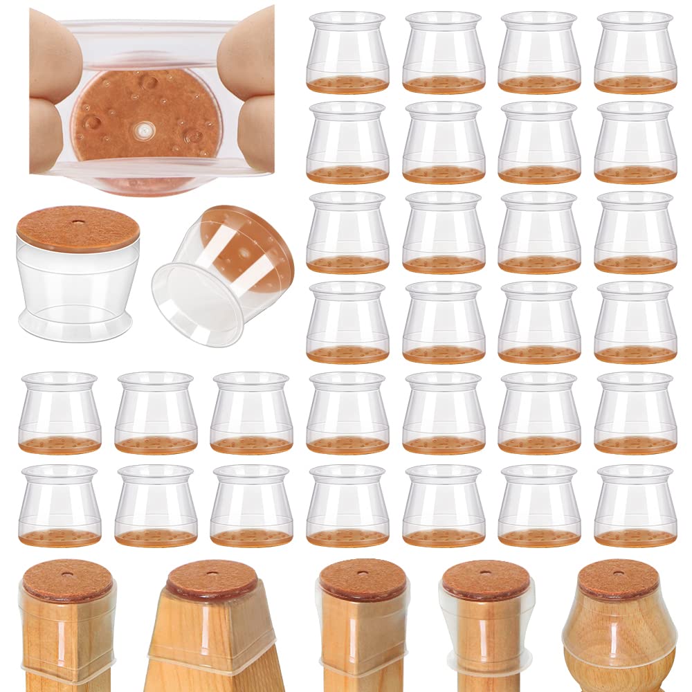32 Pcs Chair Leg Floor Protectors for Hardwood Floors Silicone Covers to Protect Wood Tile Floors Felt Pads Furniture Leg Caps Anti-Scratch Reduce Noise (Fit:1.3"-2") 🍁 All In One Marketplace Canada