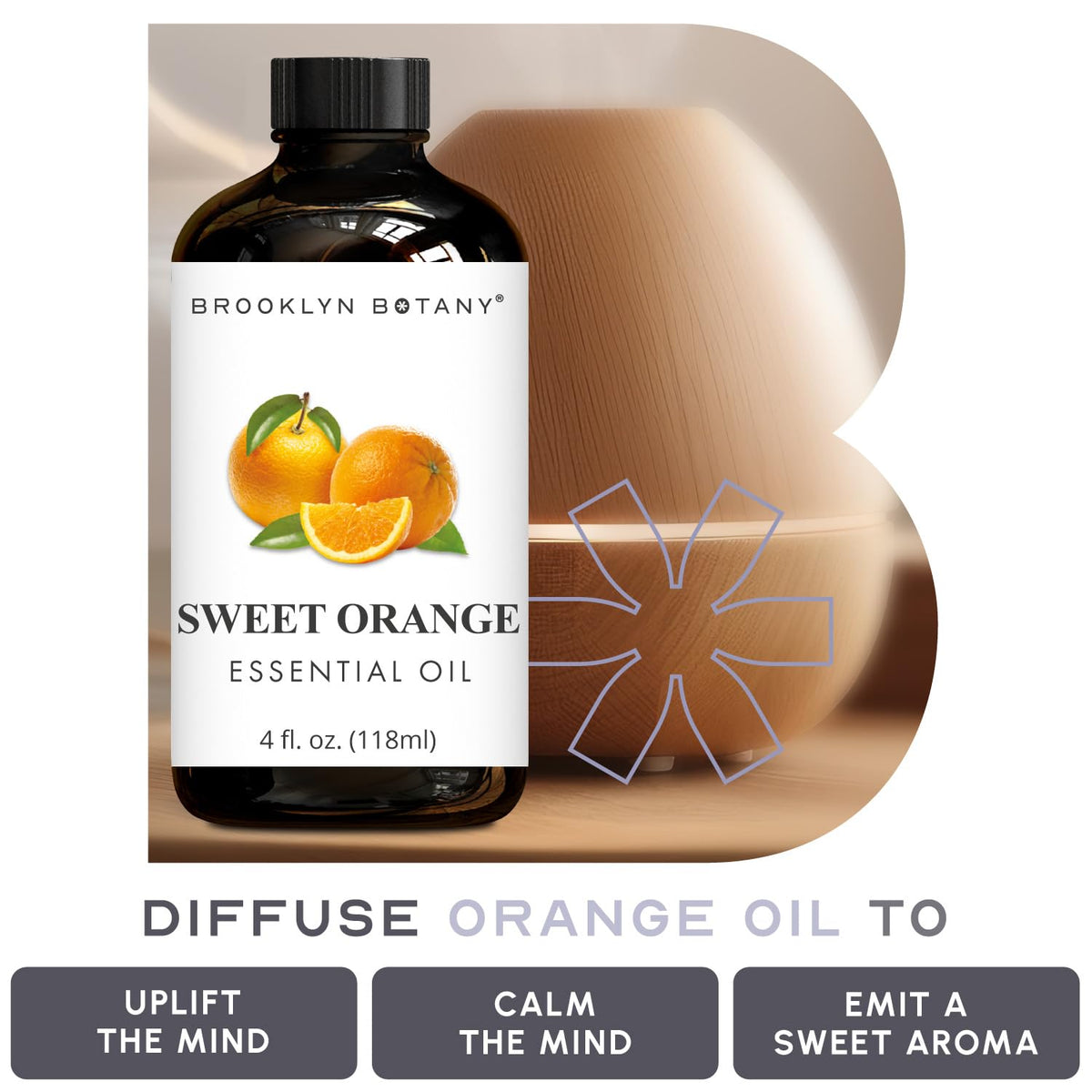 Brooklyn Botany Sweet Orange Essential Oil - Huge 118 ml - 100% Pure and Natural - Premium Grade with Dropper - for Aromatherapy and Diffuser 🍁 All In One Marketplace Canada