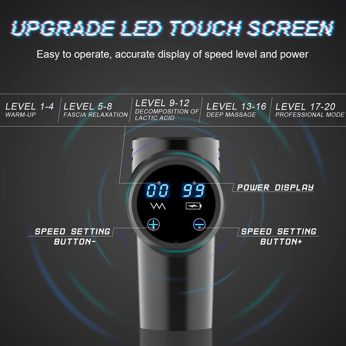 AERLANG Massage Gun,Mothers day gifts ideas Percussion Massage Gun, Muscle Handheld Deep Tissue Massager (Black)-– Six Different Adjustable Heads for Different Muscle Groups - 20 Speed Option 🍁 All In One Marketplace Canada