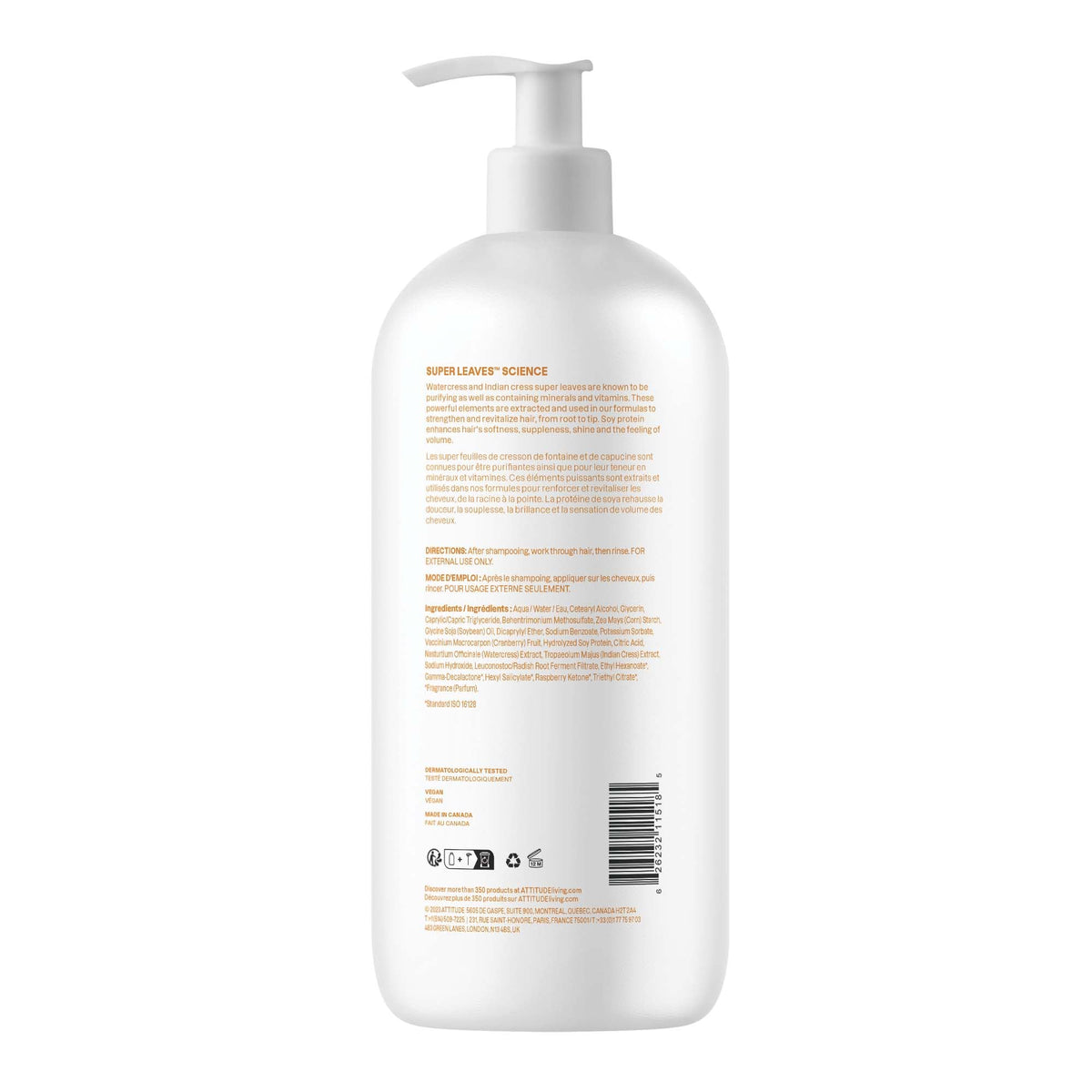 ATTITUDE Volume and Shine Hair Conditioner, Made in Canda, For Thin Hair, Naturally Derived Ingredients, Vegan Detangler, Dermatologically Tested, Soy Protein & Cranberries, 946 mL 🍁 All In One Marketplace Canada