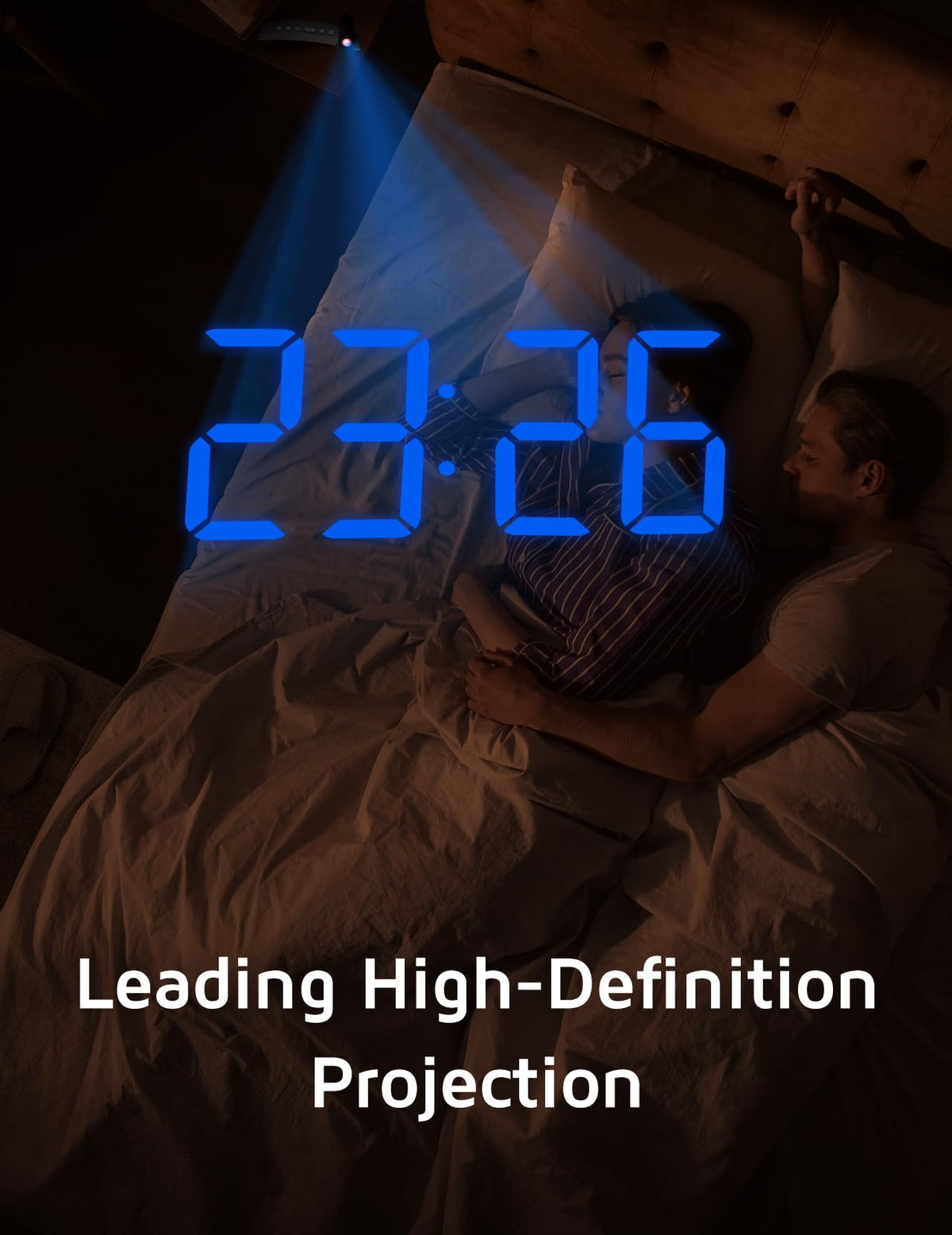 GOLOZA Projection Alarm Clock, Digital Clock with Modern Curved Design 180° Rotatable Projector, 3-Level Brightness Dimmer, Clear Blue LED Display, Progressive Volume, 9mins Snooze,12/24H, for Bedroom 🍁 All In One Marketplace Canada