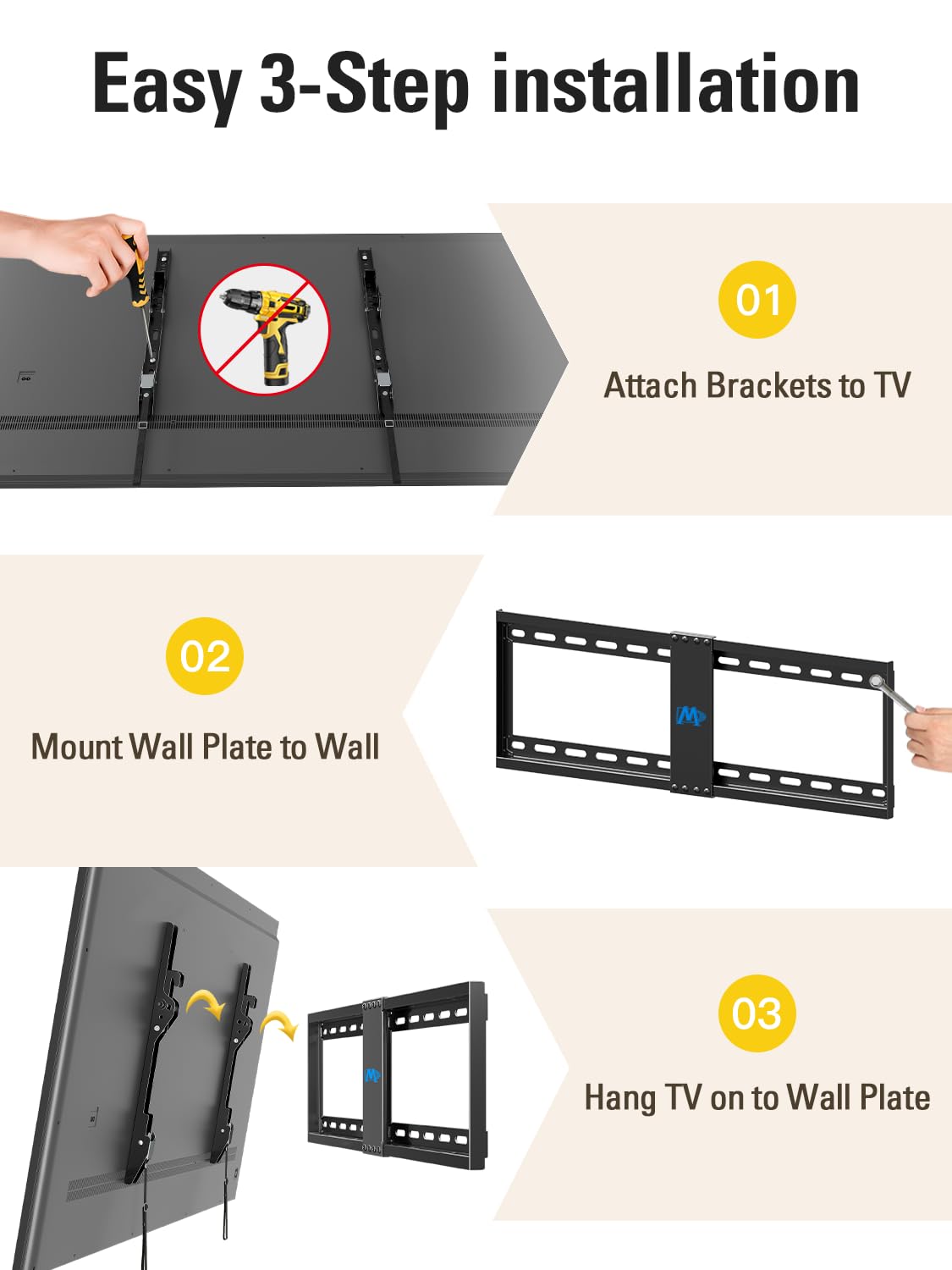 Mounting Dream TV Wall Mount for Most 37-75" TVs, Tilting TV Mount Low Profile up to VESA 600x400mm and 132 LBS Loading, Fits 16", 18", 24" Studs, Easy for TV Centering and Space Saving MD2268-LK 🍁 All In One Marketplace Canada