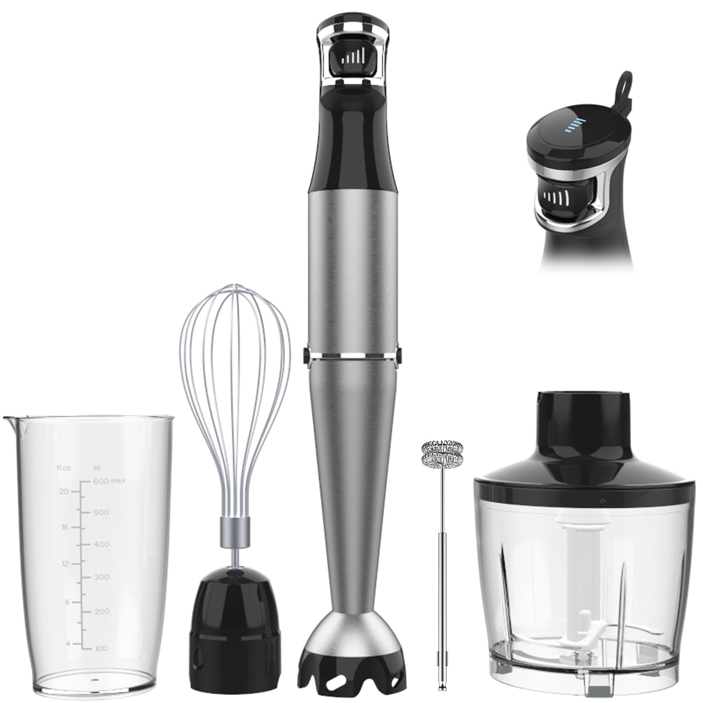 Immersion Blender Handheld Corded Hand Blenders Set 1100W, Trigger Variable Speed 5 in 1 Stick Emulsifier with Chopper, Whisk and Frother for Soup, Baby Food and Smoothies 🍁 All In One Marketplace Canada