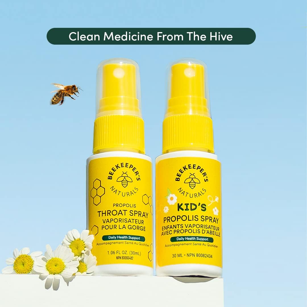 BEEKEEPER'S NATURALS Propolis Throat Spray for Kids - Made with 77mg Bee Propolis Extract - Natural Immune Support & Sore Throat Relief - Has Antioxidants & Gluten-Free (1.06 oz) 🍁 All In One Marketplace Canada