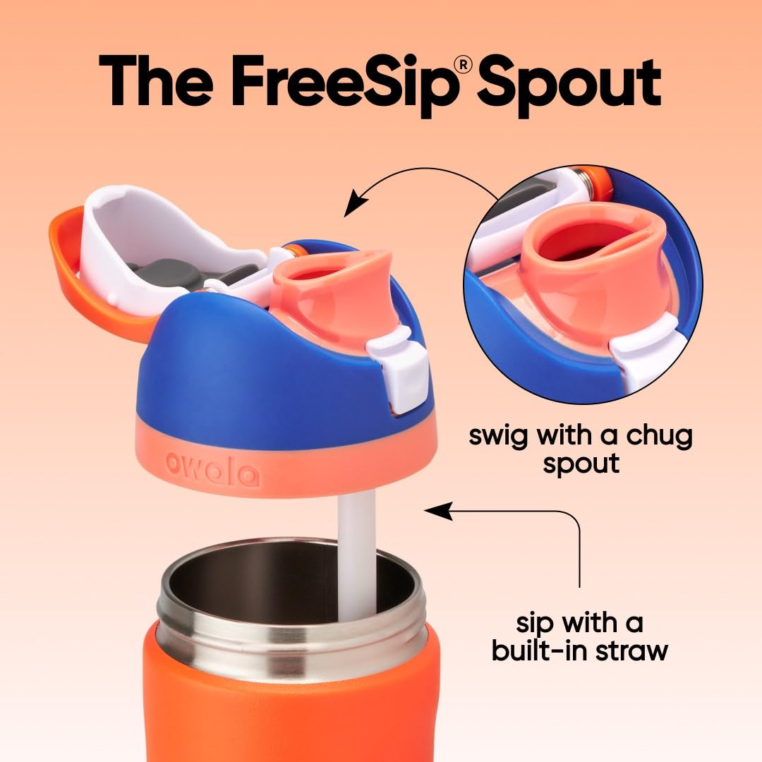 Owala Kids FreeSip Insulated Stainless Steel Water Bottle with Straw, BPA-Free Sports Water Bottle, Great for Travel, 16 oz, Blue Citrus 🍁 All In One Marketplace Canada