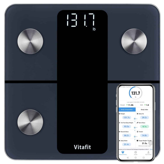 Vitafit Smart Weight Scale, High Accuracy 0.1lb by Our Professional Factory Since 2001, Scale Body Weight App Sync 13 Body Composition with BMI, Body Fat and Muscle, 400lb, LED, Black 🍁 All In One Marketplace Canada