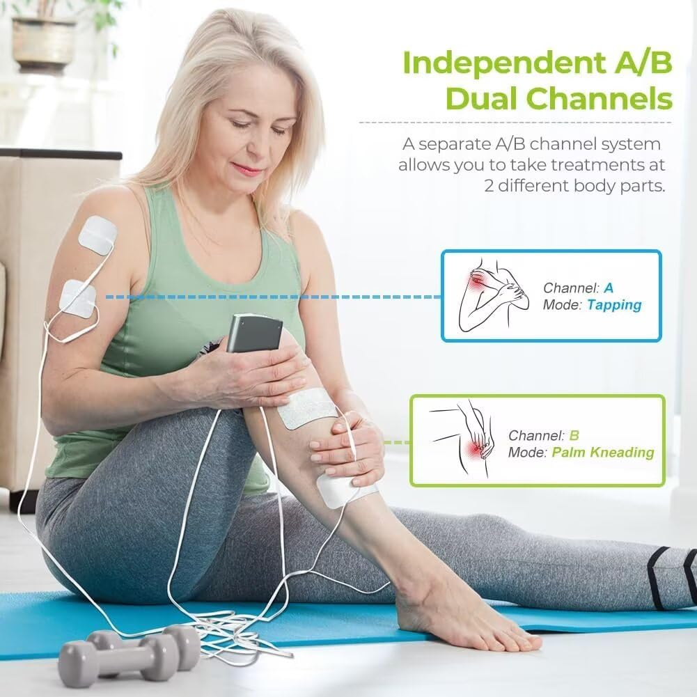 AUVON Dual Channel TENS Unit Muscle Stimulator Machine with 20 Modes, 2" and 2"x4" TENS Unit Electrode Pads 🍁 All In One Marketplace Canada