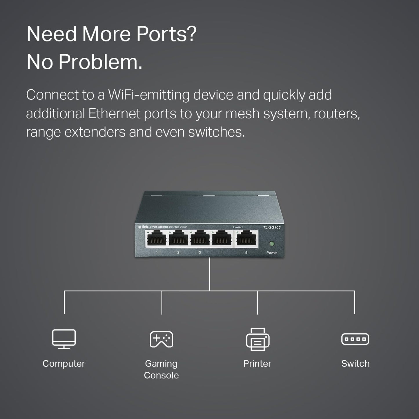 TP-Link TL-SG105 5 Port Gigabit Unmanaged Ethernet Network Switch, Ethernet Splitter, Plug and Play, Fanless Metal Design, Shielded Ports, Traffic Optimization, Limited Lifetime Protection,Black 🍁 All In One Marketplace Canada