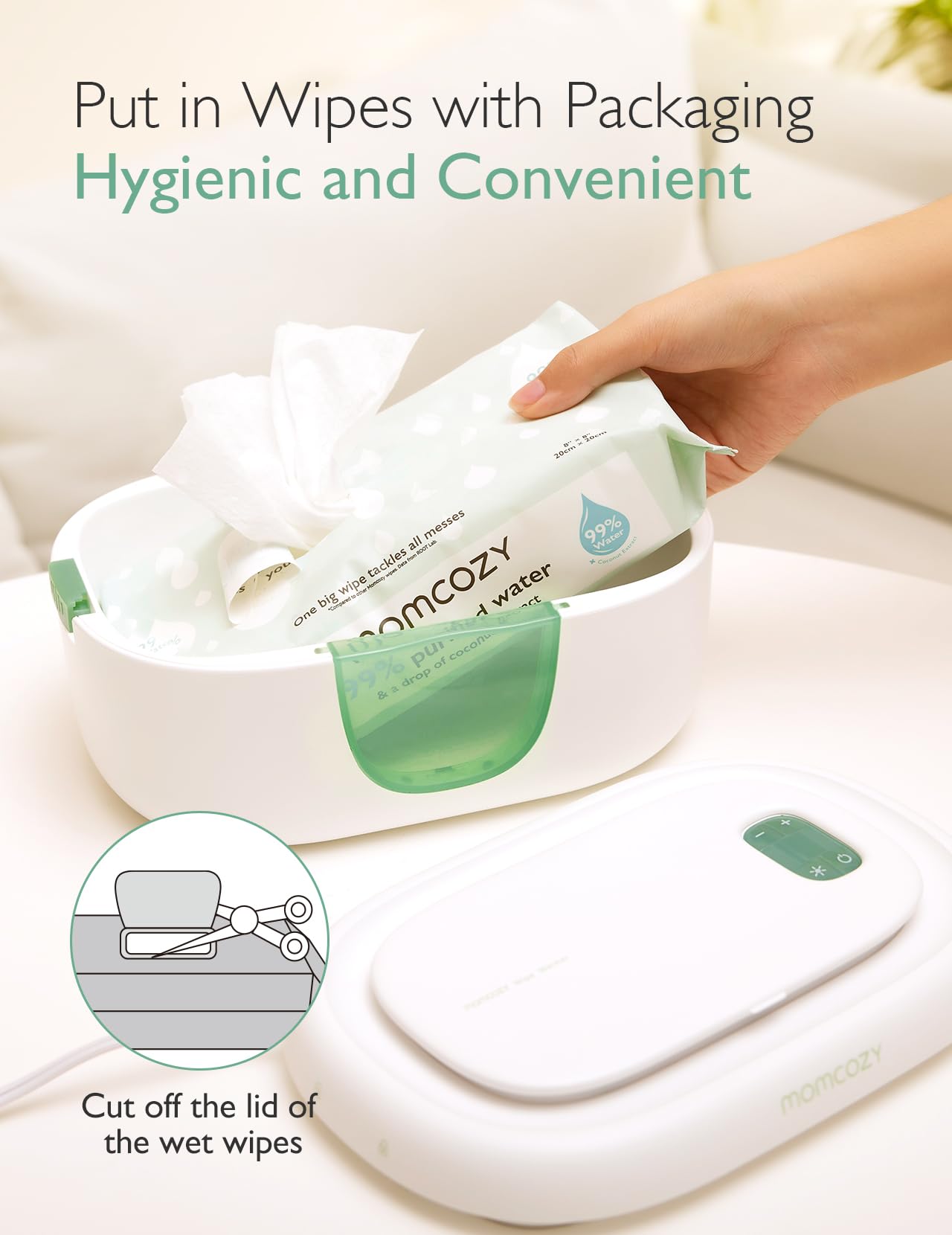 Momcozy Baby Wipe Warmer, Innovative Spring Design, Large Capacity Wipes Dispenser, Fast and Even Heating, 4 Modes of Temperature Heating Control, Diaper Wipe Warmer with Night Light 🍁 All In One Marketplace Canada