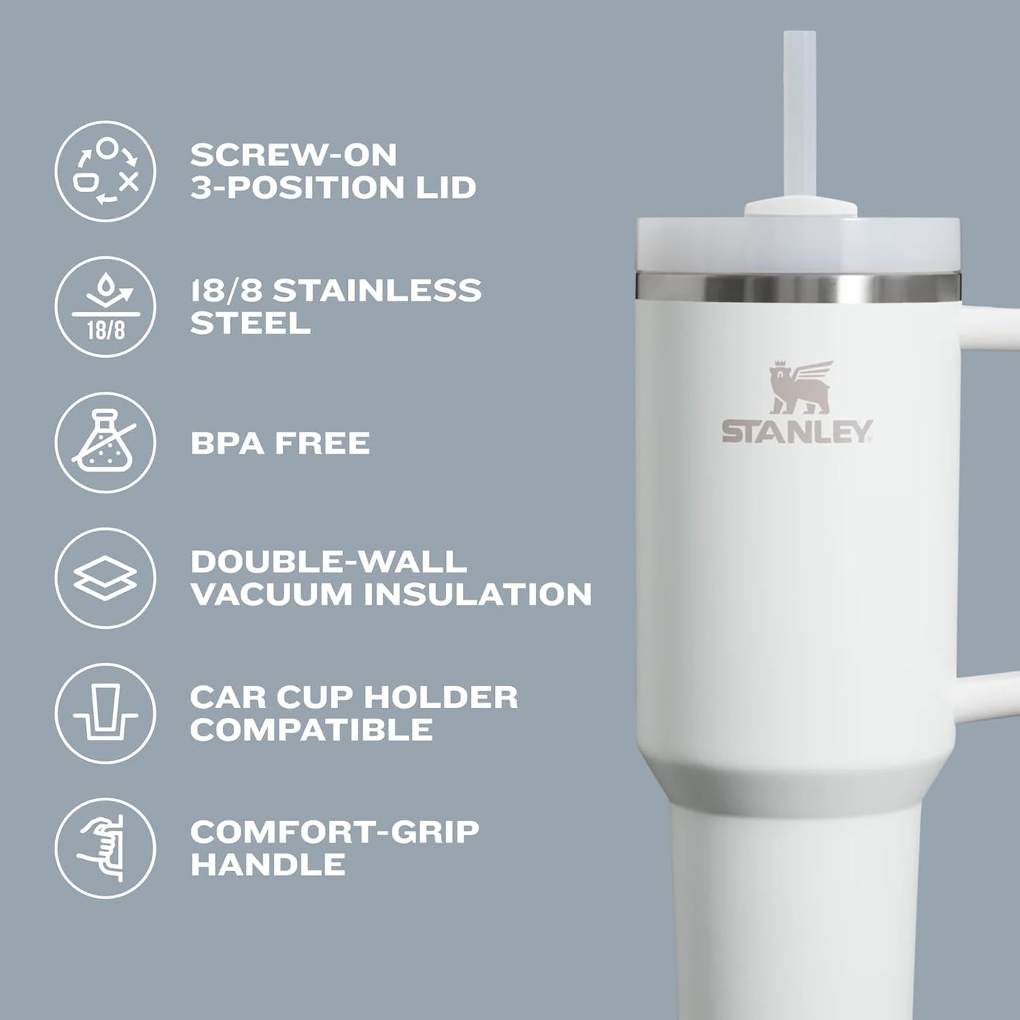 STANLEY Quencher H2.0 Tumbler with Handle and Straw 30 oz | Flowstate 3-Position Lid | Cup Holder Compatible for Travel | Insulated Stainless Steel Cup | BPA-Free | Cranberry 🍁 All In One Marketplace Canada