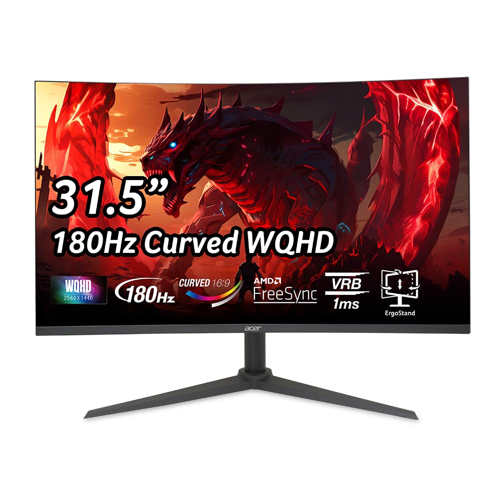 Acer XZ320QU S3bmiiphx 31.5" 2K QHD | 2560 x 1440 | Curved Gaming Monitor | 180Hz Refresh | 1ms Response Time | 100,000,000:1 Contrast Ratio 🍁 All In One Marketplace Canada