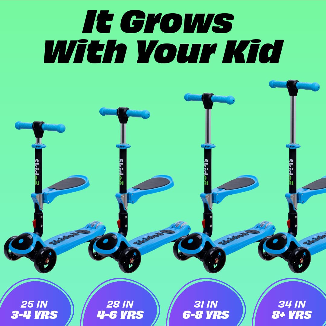 Kick Scooters for Kids Ages 3-5 (Suitable for 2-12 Year Old) Adjustable Height Foldable Scooter Removable Seat, 3 LED Light Wheels, Rear Brake, Wide Standing Board, Outdoor Activities for Boys/Girls 🍁 All In One Marketplace Canada