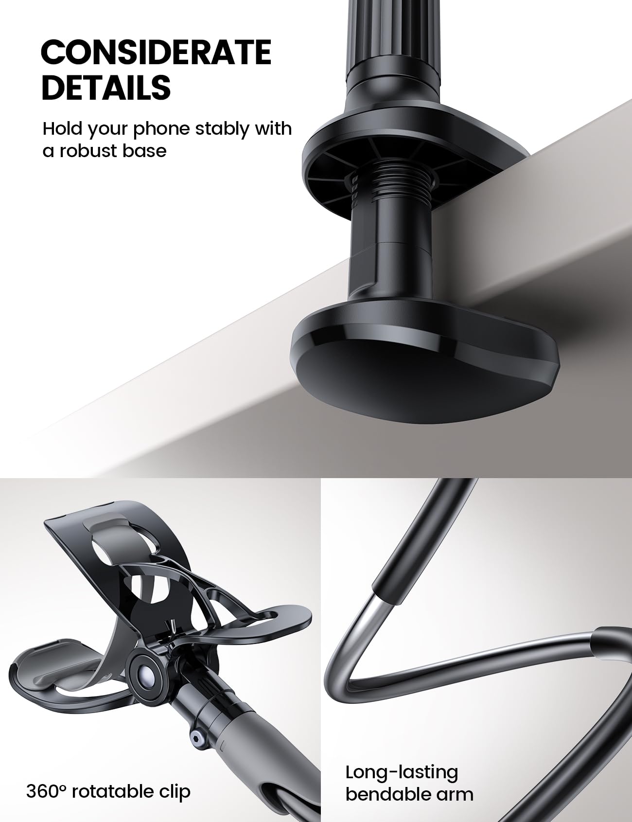 Phone Holder Bed Gooseneck Mount - Lamicall Cell Phone Stand Clamp Clip for Desk, Flexible Lazy Long Arm Headboard Bedside for iPhone 13 14 15 16 17 Pro Max Mini Plus, S24 S25 Ultra, 4-7" Smartphones 🍁 All In One Marketplace Canada