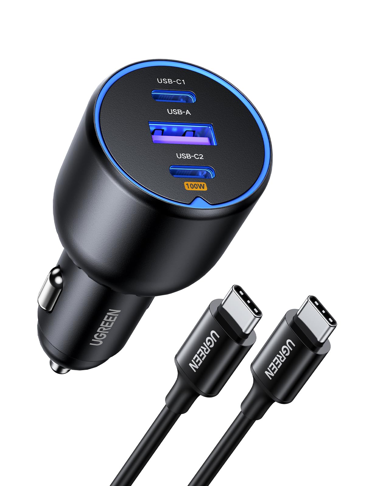 UGREEN 130W Car Charger USB C Fast Charger (with 100W USB C Cable) PD3.0 QC4.0 PPS Fast Charging Car Adapter Compatible with, MacBook, iPhone 17 16 15 14 Pro Max, Galaxy S25 S24 Ultra, iPad 🍁 All In One Marketplace Canada
