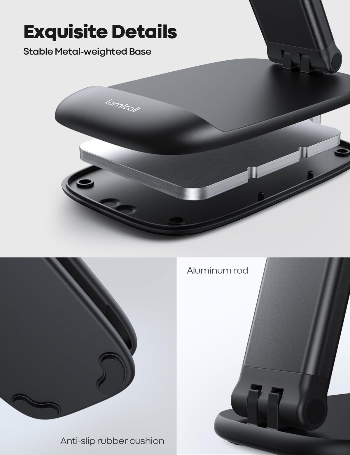 Lamicall Foldable Phone Stand for Desk - Height Adjustable Cell Phone Holder Portable Cellphone Cradle Desktop Dock Mom Gift Compatible with iPhone 14 15 16 17 Pro Max Plus Air, S24 S25 Ultra, 4-8" 🍁 All In One Marketplace Canada