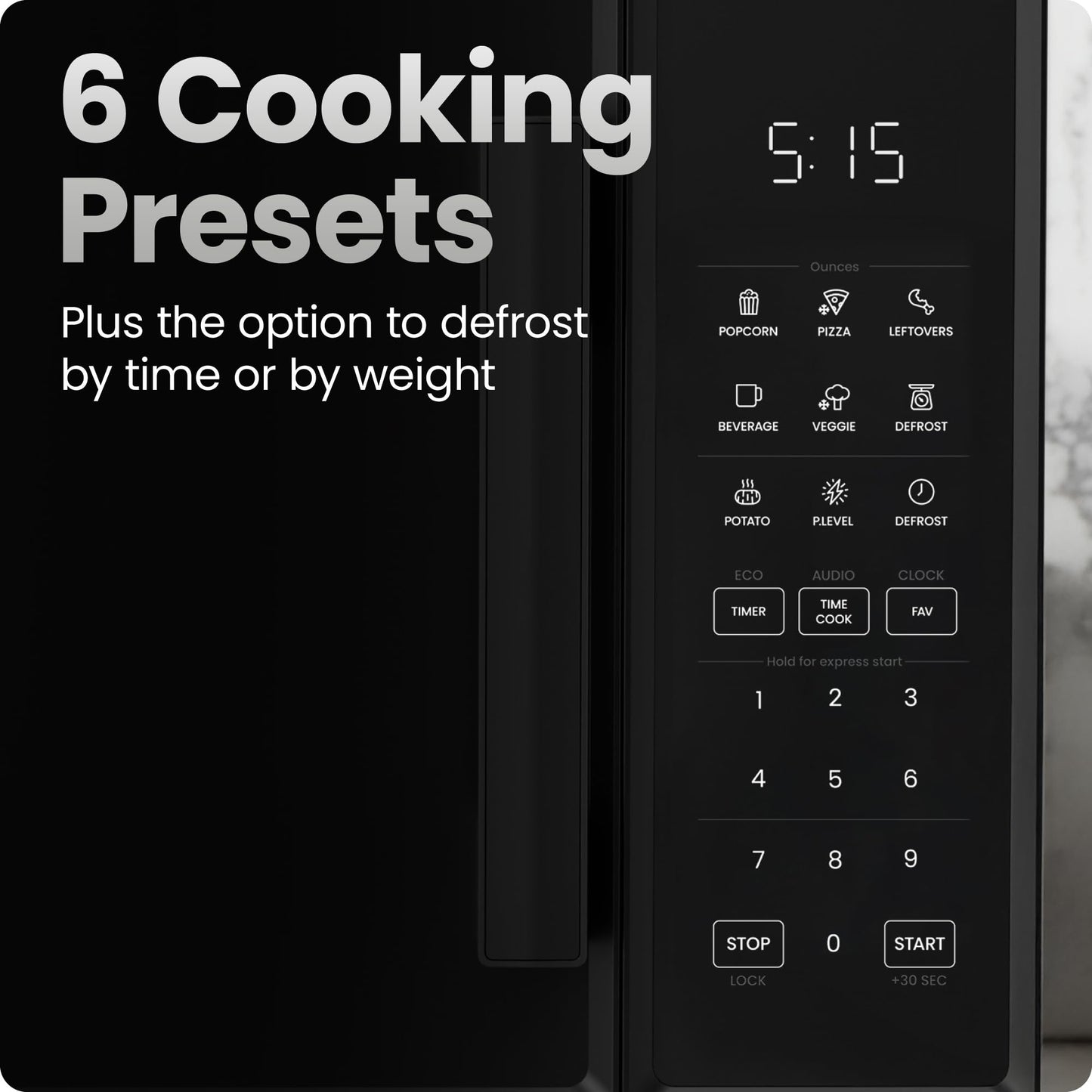 Chefman Countertop Microwave Oven 0.9 Cu. Ft., 900 Watts with 10 Power Levels, 6 Cooking Presets with One-Touch Express Cook, Eco Mode, Child Safety Lock, & Mute Button - Black 🍁 All In One Marketplace Canada