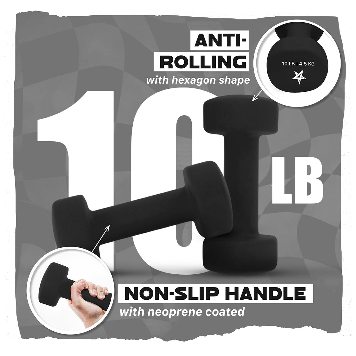 Yes4All Dumbbell Neoprene, poids et haltere, Weight set, hand weights for women, dumbbells pair, free weights (Black - 10lbs) 🍁 All In One Marketplace Canada