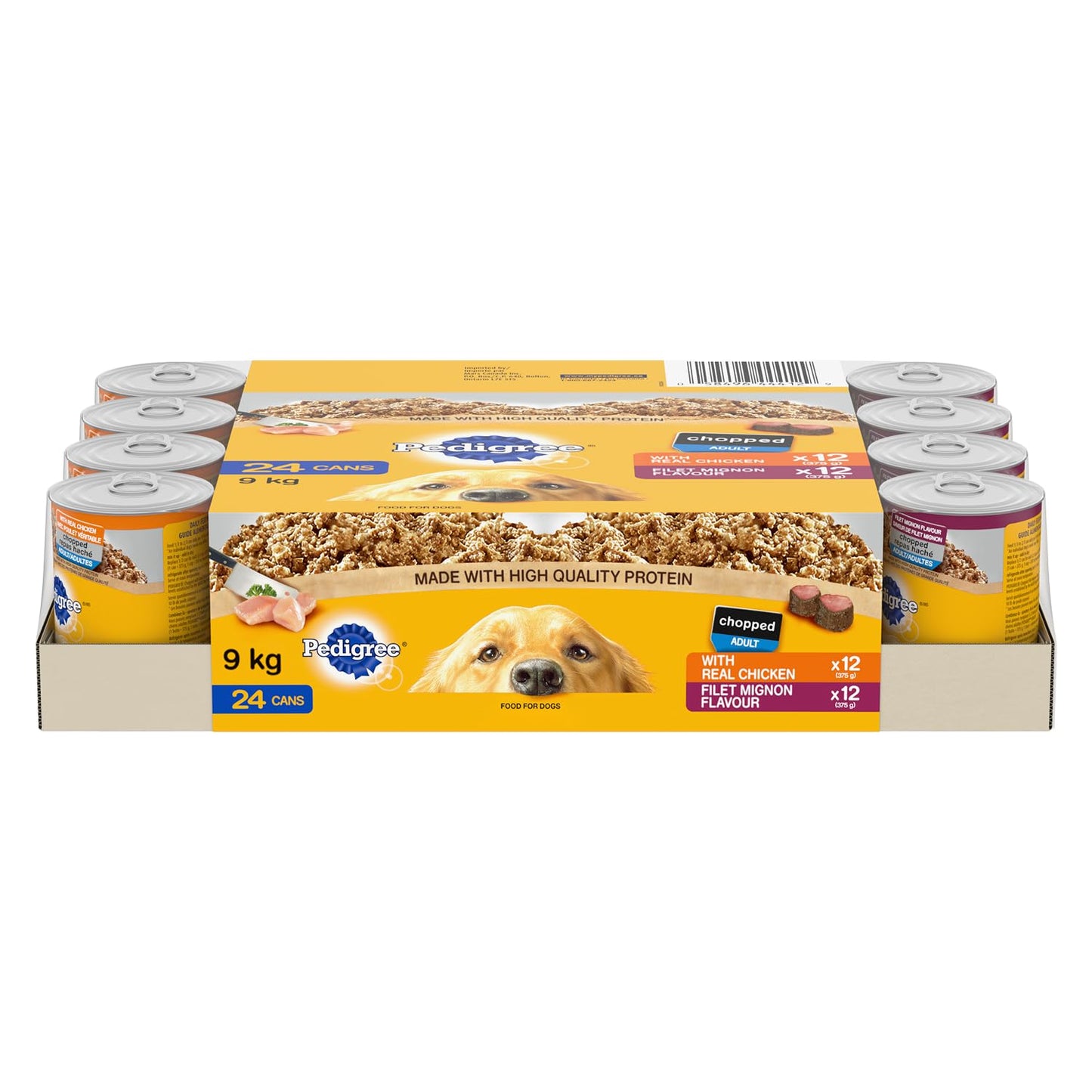 PEDIGREE CHOPPED Ground Adult Soft Wet Dog Food – Real Chicken – Filet Mignon Beef Flavour Variety Pack - 24x 375g (13 oz) Cans (12 Chicken, 12 Beef) 🍁 All In One Marketplace Canada