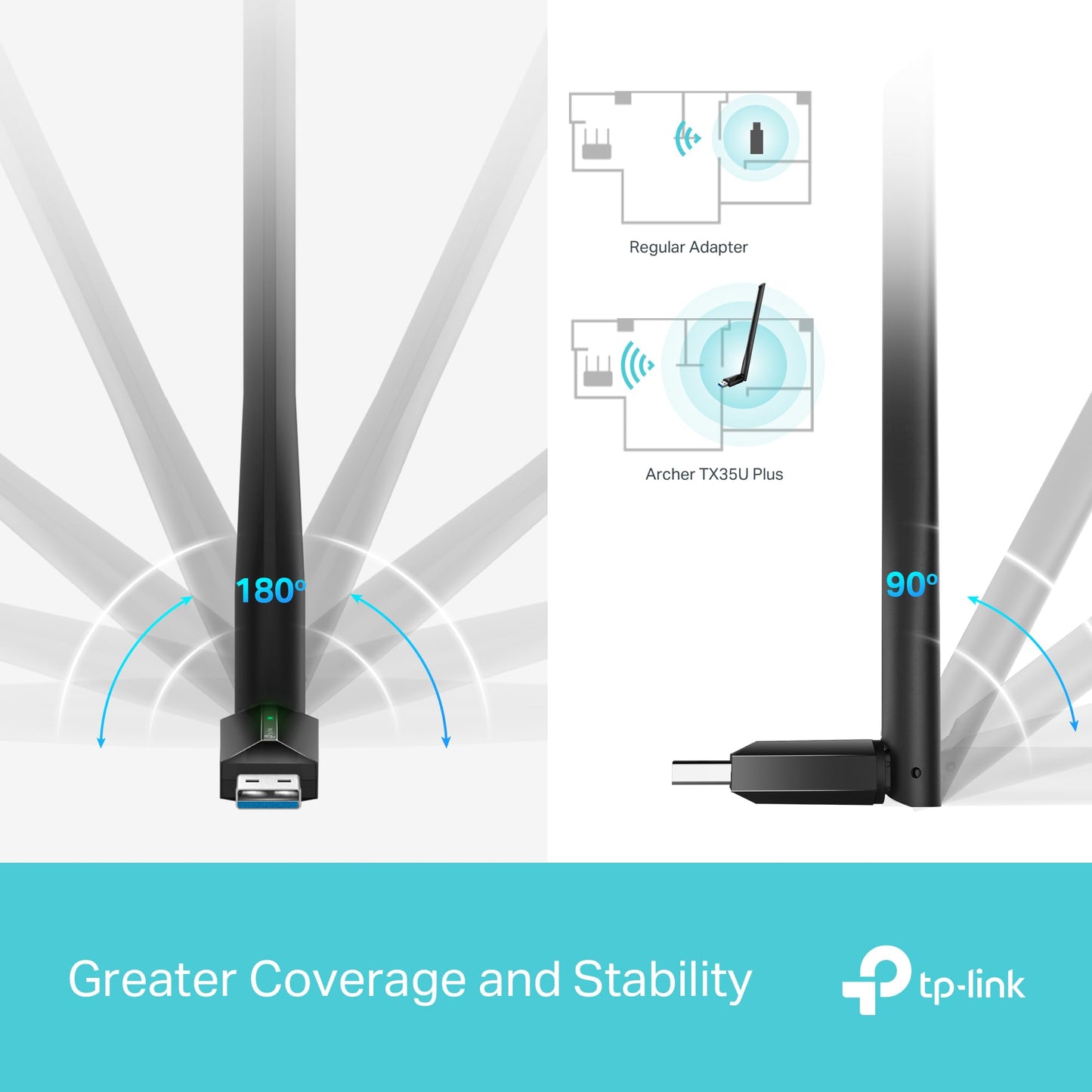 TP-Link AX1800 WiFi 6 High Gain Wireless USB Adapter for PC (Archer TX35U Plus) - Ultra-Fast Speed OFDMA & MU-MIMO Supported, 2.4GHz/5GHz High-Gain Dual Band Antennas, Pre-Loaded Internal Driver, WPA3 🍁 All In One Marketplace Canada