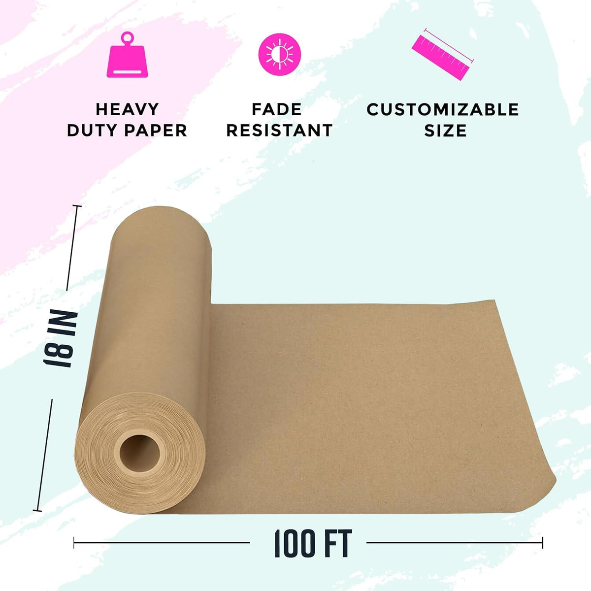 Bryco Goods 18" x 1200"(100’) Brown Wrapping Paper - Kraft Paper Roll for Packing, Arts & Crafts, Gift Wrapping, Bulletin Board, Banner, Bouquet Flower, Table Covering, Shipping & Moving Supplies 🍁 All In One Marketplace Canada