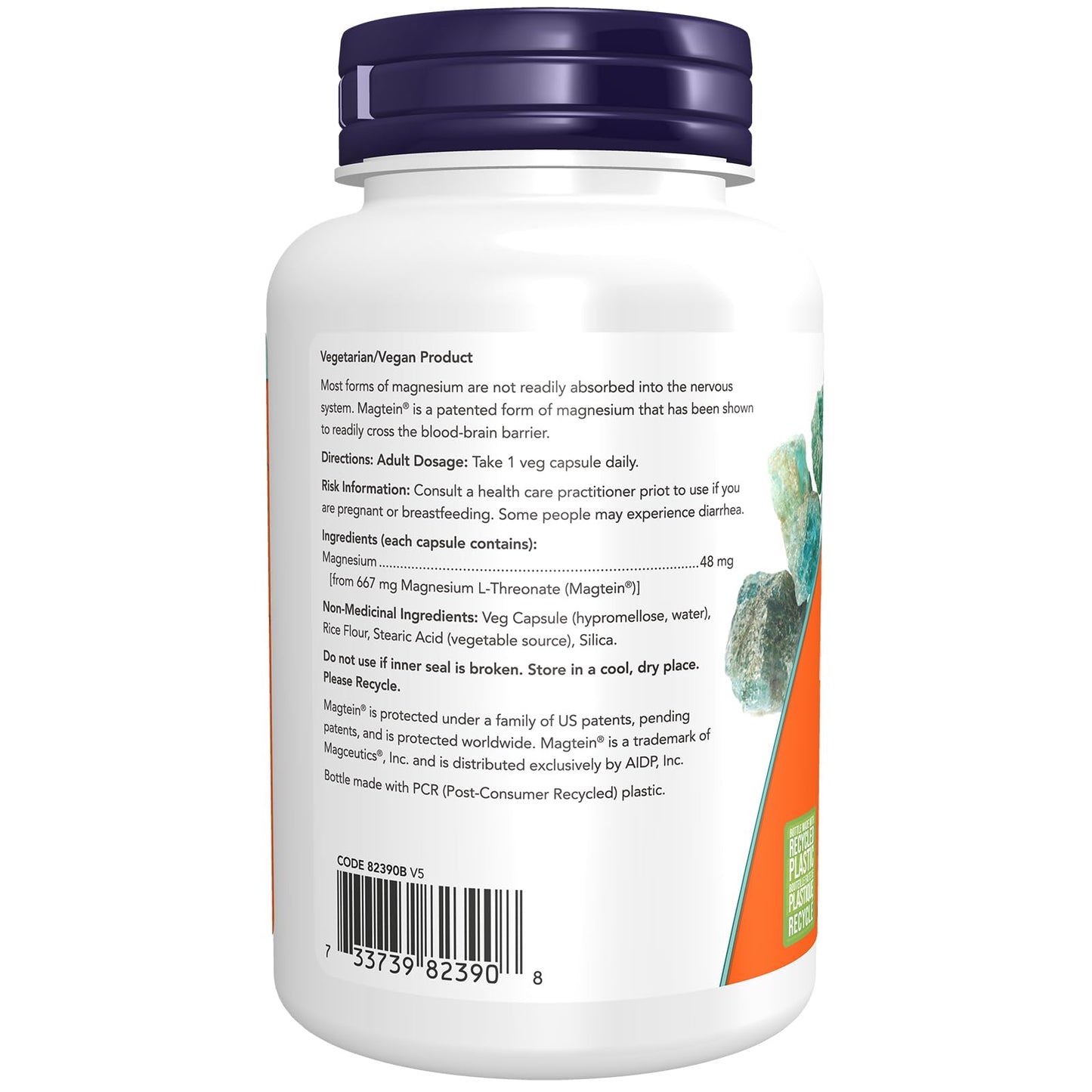 NOW Supplements, Magtein with patented form of Magnesium L-Threonate, Cognitive Support, 90 Veg Capsules 🍁 All In One Marketplace Canada