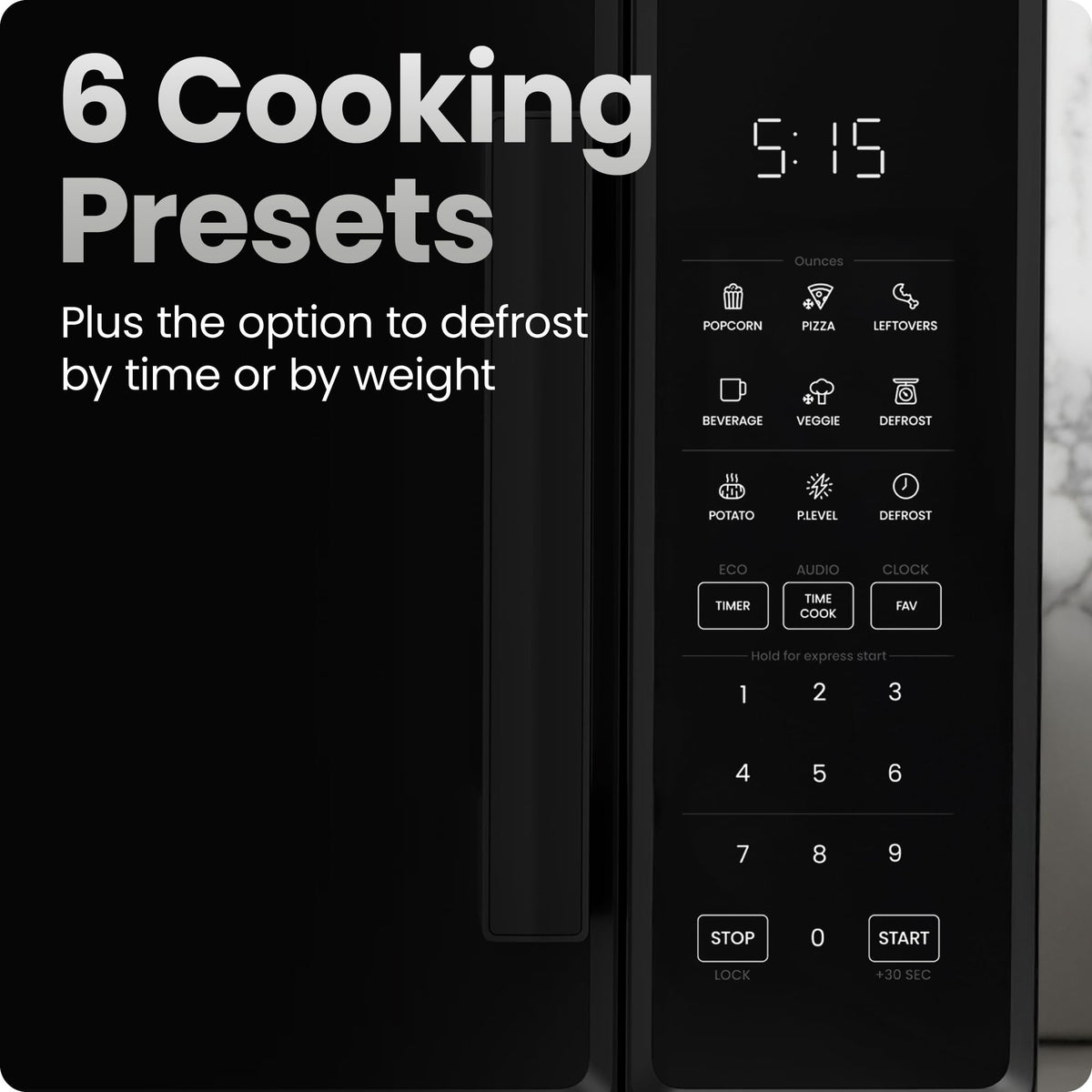 Chefman Countertop Microwave Oven 1.1 Cu. Ft., 1000 Watts with 10 Power Levels, 6 Cooking Presets with One-Touch Express Cook, Eco Mode, Child Safety Lock, & Mute Button - Black 🍁 All In One Marketplace Canada