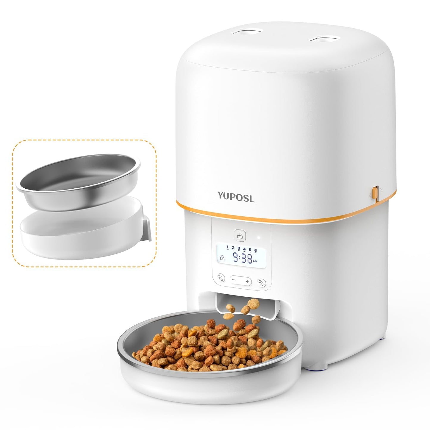 Yuposl Automatic Cat Feeder, 3L Cat Food Dispenser with Over 180-day Battery Life, Anti-Jam Design, 1-6 Meals Per Day with Stainless Steel Cat Bowl, Keep Cat Dry Food Fresh, Also for Small Dog 🍁 All In One Marketplace Canada