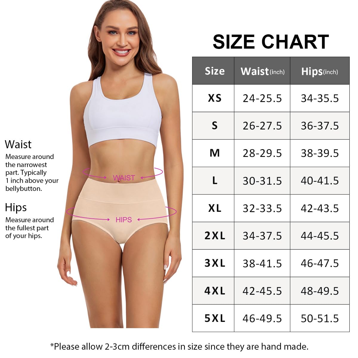 wirarpa Women's High Waisted Cotton Briefs Ladies Underwear Comfortable Panties 5 Pack Beige Large 🍁 All In One Marketplace Canada