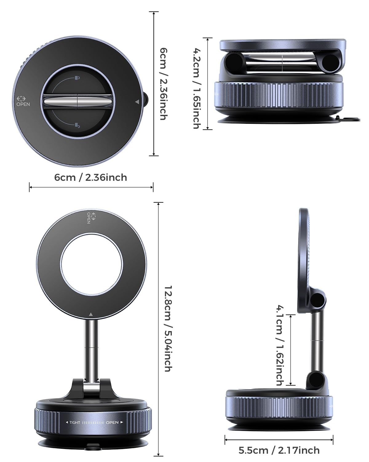 MRGLAS 2026 Upgraded Vacuum Suction Phone Holder for Car, Magsafe Car Phone Holder Mount, [98+LBS Suction & 2800gf Magnetic] 360° Adjustable Shower & Wall Mount, Car Accessories for iPhone 17 Pro Max 🍁 All In One Marketplace Canada