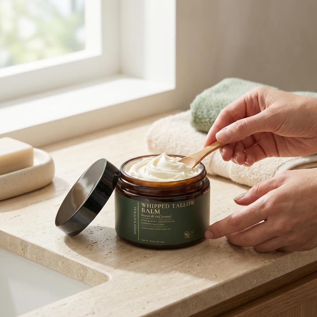 Whipped Beef Tallow Moisturizer - 100% Grass-Fed Tallow Face Balm with Honey, Jojoba Oil, Olive Oil & Sweet Almond Oil - Unscented - 120ml/4oz 🍁 All In One Marketplace Canada