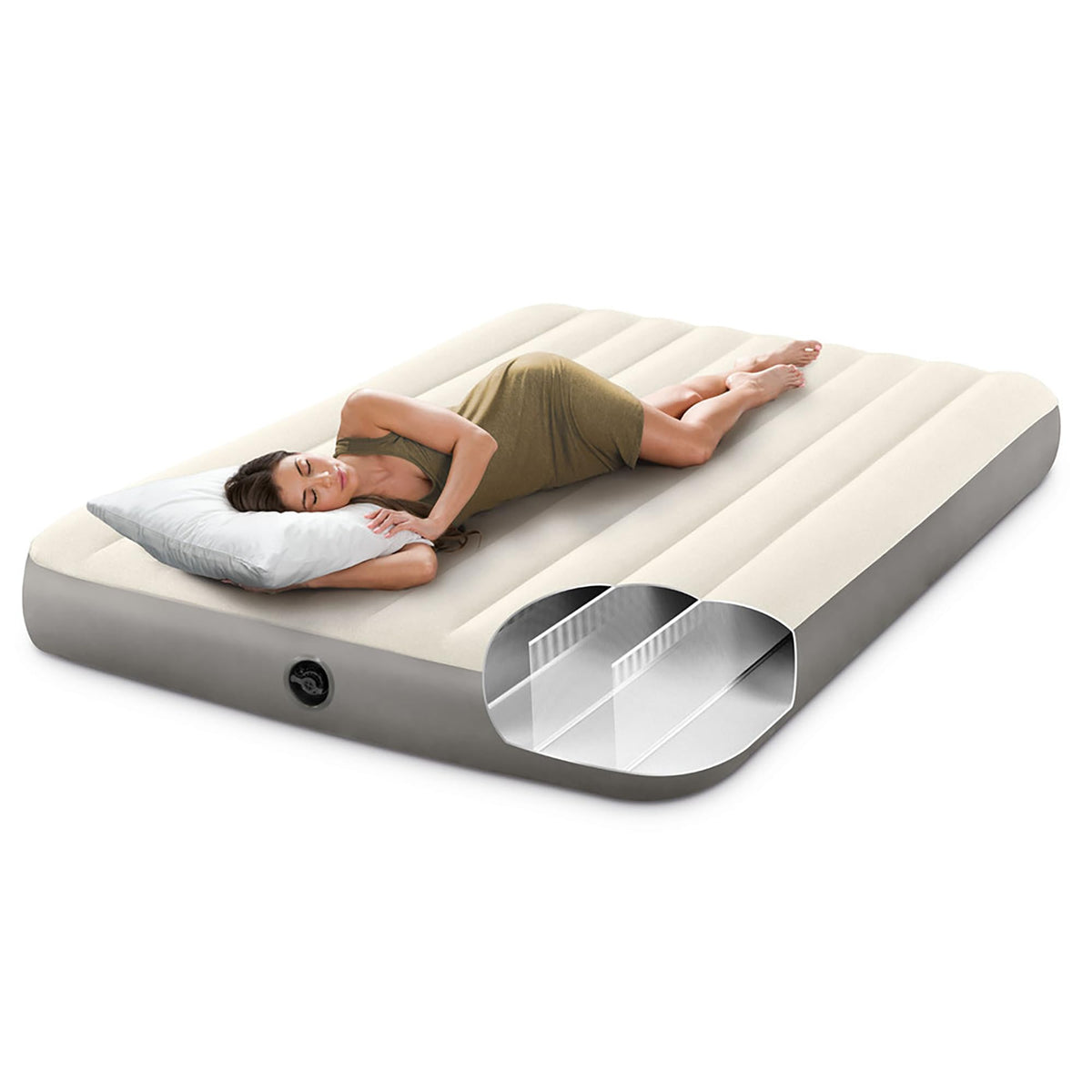INTEX 64103E Dura-Beam Standard Single-High Air Mattress: Fiber-Tech – Queen Size – 10in Bed Height – 600lb Weight Capacity – Pump Sold Separately 🍁 All In One Marketplace Canada