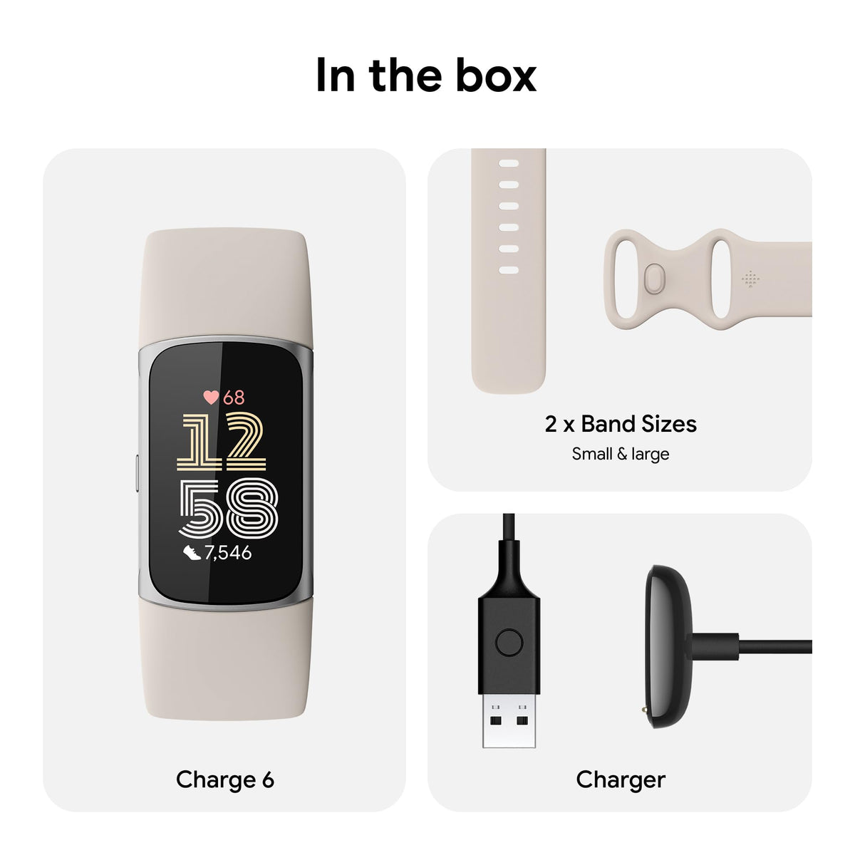 Google Fitbit Charge 6 Advanced Health and Fitness Tracker with Built-in GPS, Stress Management Tools, Sleep Tracking, 24/7 Heart Rate and more -- Silver/White 🍁 All In One Marketplace Canada