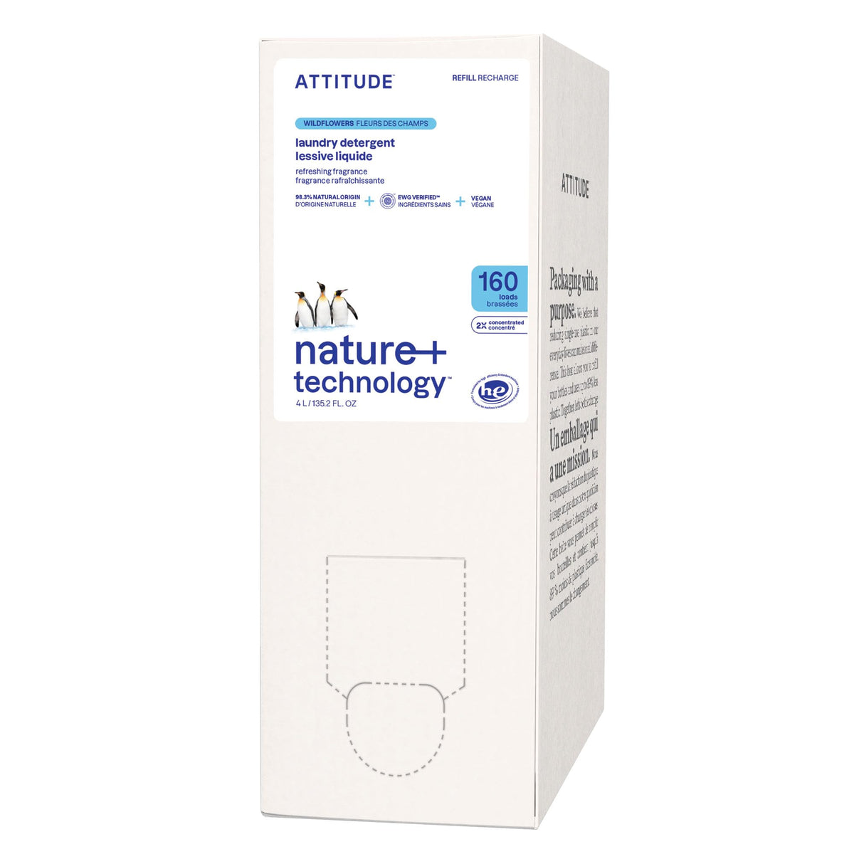 ATTITUDE Liquid Laundry Detergent Refill, EWG Verified, HE Compatible, Plant-Based & Vegan, Natural Laundry Soap, Made in Canada, Wildflowers Scent, 160 Loads, 4 Liters 🍁 All In One Marketplace Canada