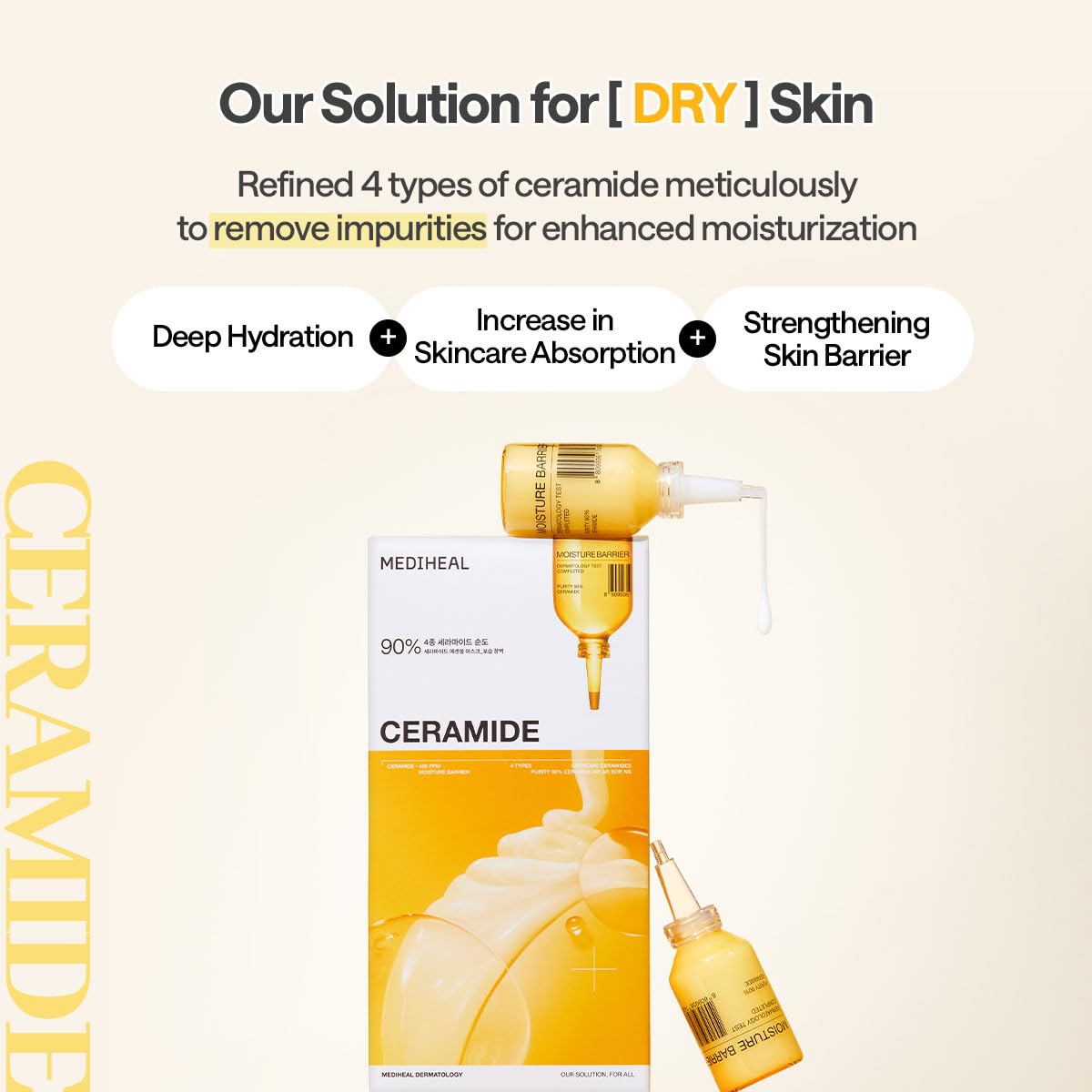 MEDIHEAL Ceramide Essential Face Mask - Moisturizing, Barrier Repair with Panthenol & Adenosine for Intense Hydration for Dry & Sensitive Skin, Face Mask for Women, Vegan, Korean Skincare (10 Sheets) 🍁 All In One Marketplace Canada