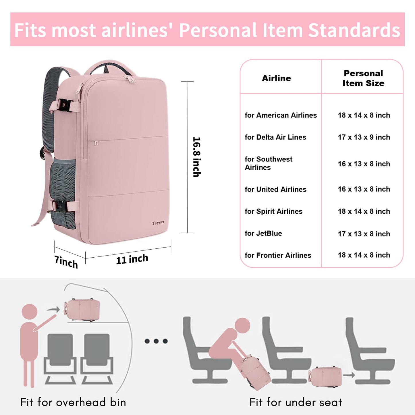 Taygeer Travel Backpack for Women, Carry On Backpack with Shoe Pouch, TSA 15.6inch Laptop Backpack Flight Approved, College Nurse Bag Casual Daypack for Weekender Business Hiking, Pink 🍁 All In One Marketplace Canada