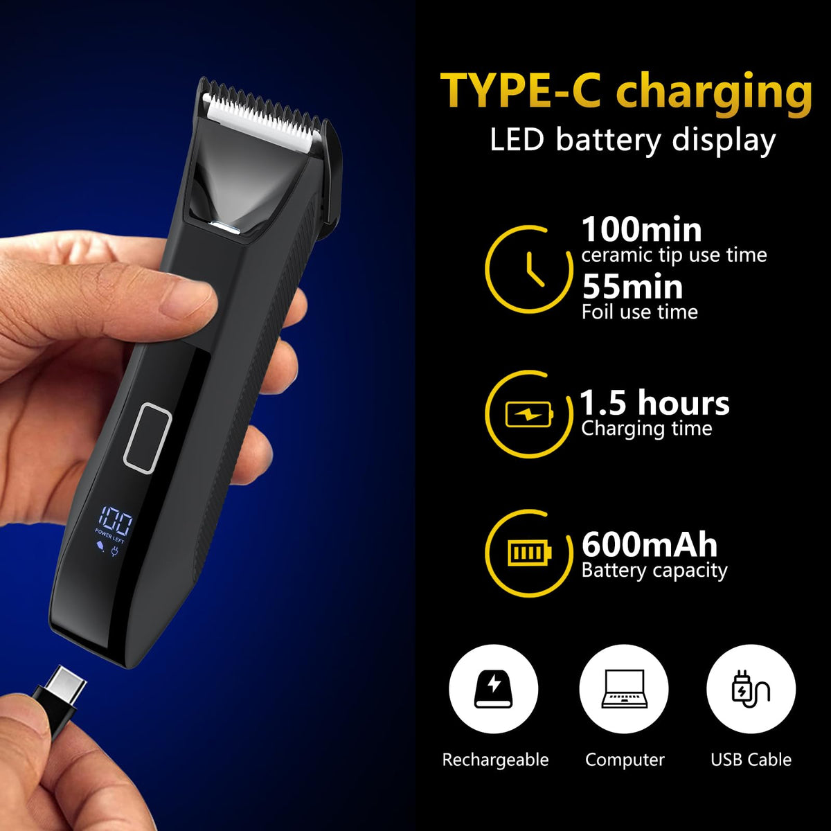 Manscape 3-in-1 Body Trimmer for Men, Groin, Pubic & Ball Hair Shaver No-Nick, Nose Hair Trimmer, Body Groomer for Smooth Shaving, Lightweight with Travel Lock, LED Display, IPX7 Waterproof, Gift Men 🍁 All In One Marketplace Canada