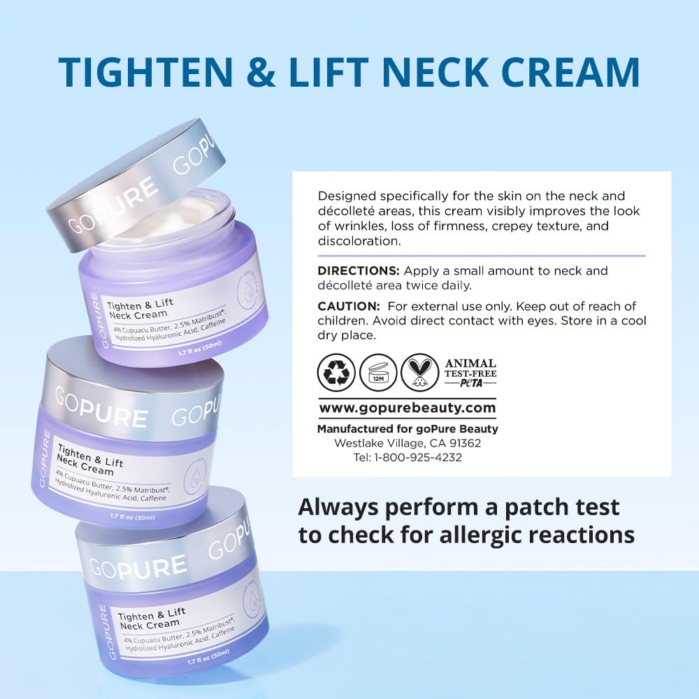 goPure Tighten & Lift Neck & Chest Moisturizer Cream for Visibly Firming, Tightening and Lifting Wrinkles & Crepey Skin, 1.7oz 🍁 All In One Marketplace Canada