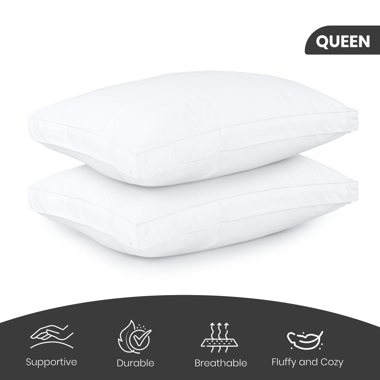 Utopia Bedding Bed Pillows for Sleeping Queen Size (White Hem), Set of 2, Cooling Hotel Quality, Gusseted Pillow for Back, Stomach or Side Sleepers 🍁 All In One Marketplace Canada