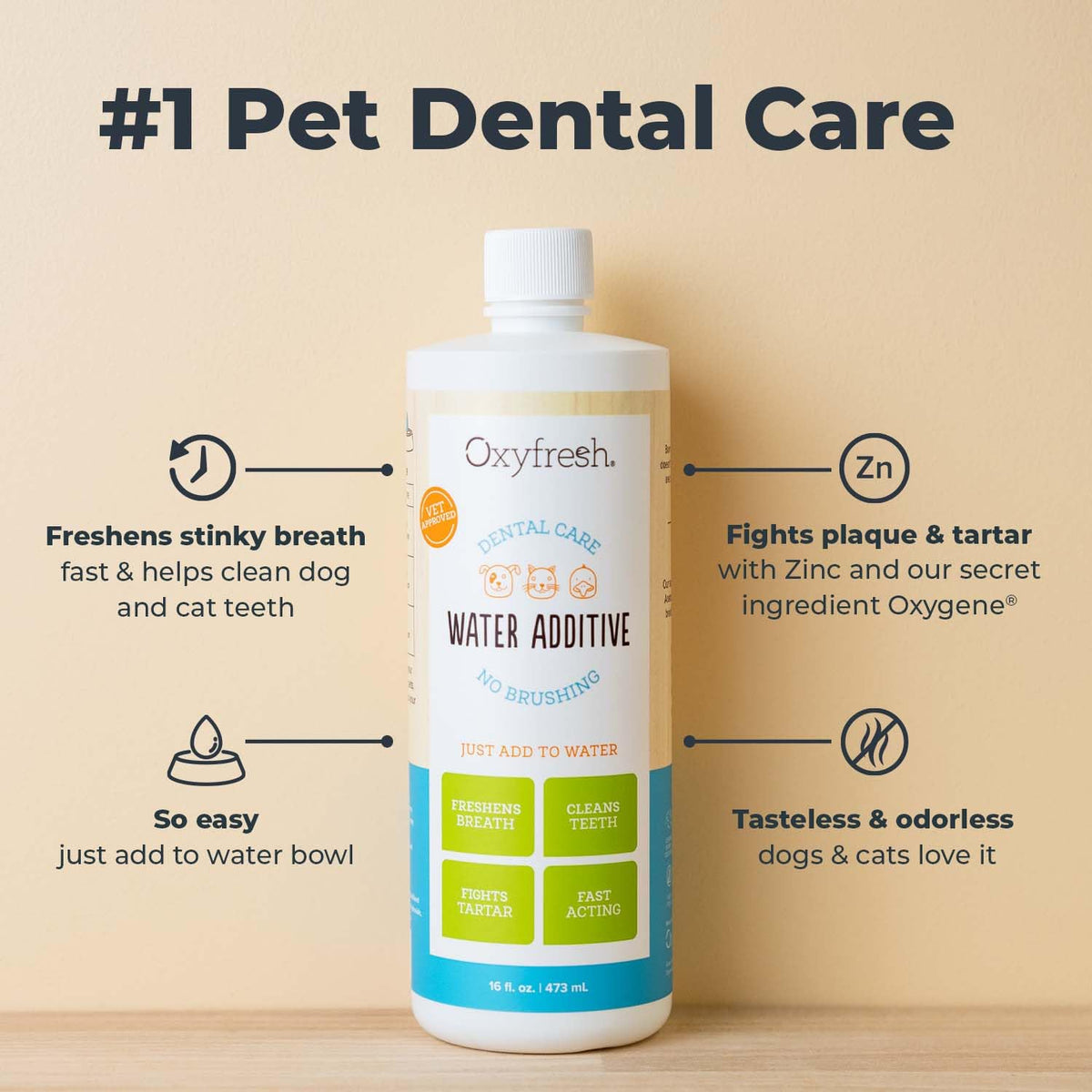 Oxyfresh Premium Pet Dental Care Solution Pet Water Additive: Best Way to Eliminate Bad Dog Breath and Cat Bad Breath - Fights Tartar & Plaque - So Easy, Just Add to Water! Vet Recommended 16 oz. 🍁 All In One Marketplace Canada