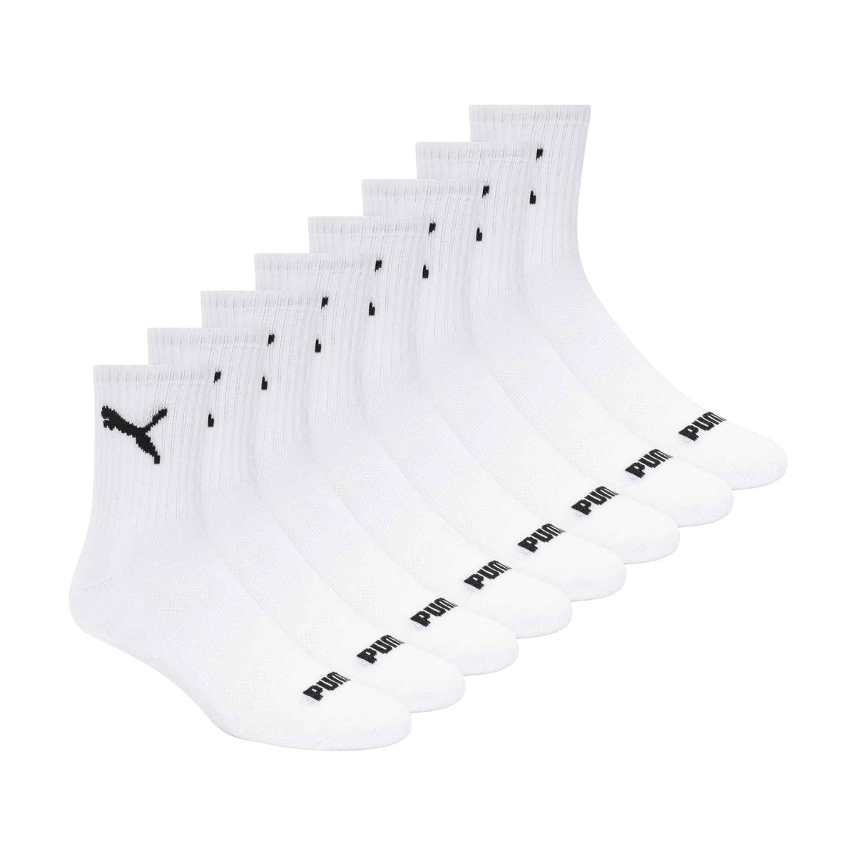 PUMA Men's 8 Pack Athletic Cushioned High Quarter Crew Socks, White/Black, 10-13 🍁 All In One Marketplace Canada