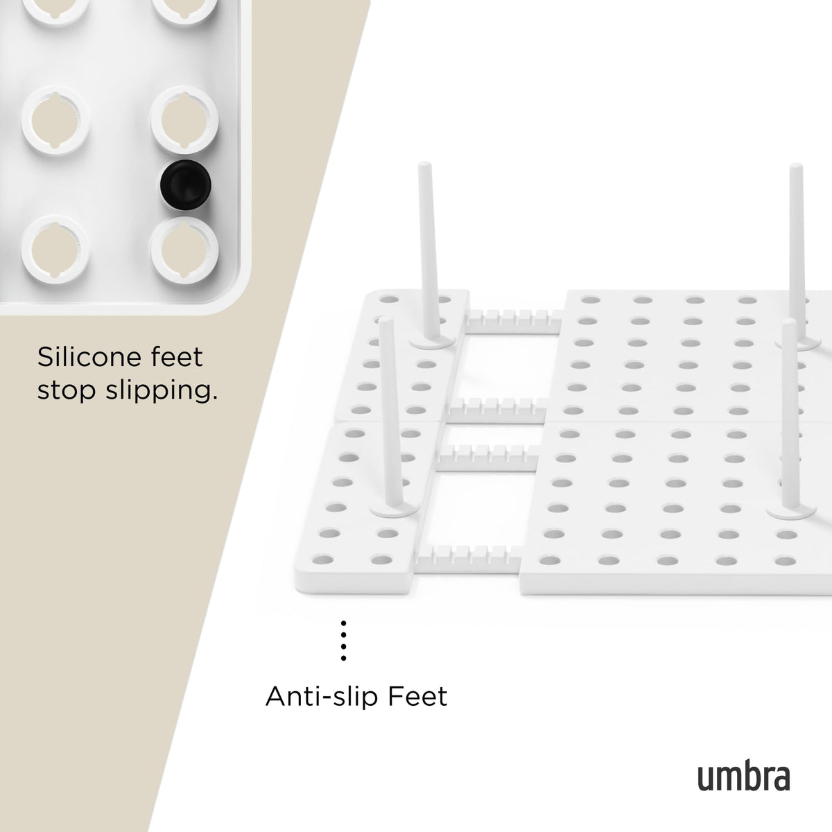 Umbra Peggy Kitchen Drawer Cupboard Organizer Tray - Adjustable Storage System For Food Containers, Cookware, Serveware, Utensils and More, White 🍁 All In One Marketplace Canada
