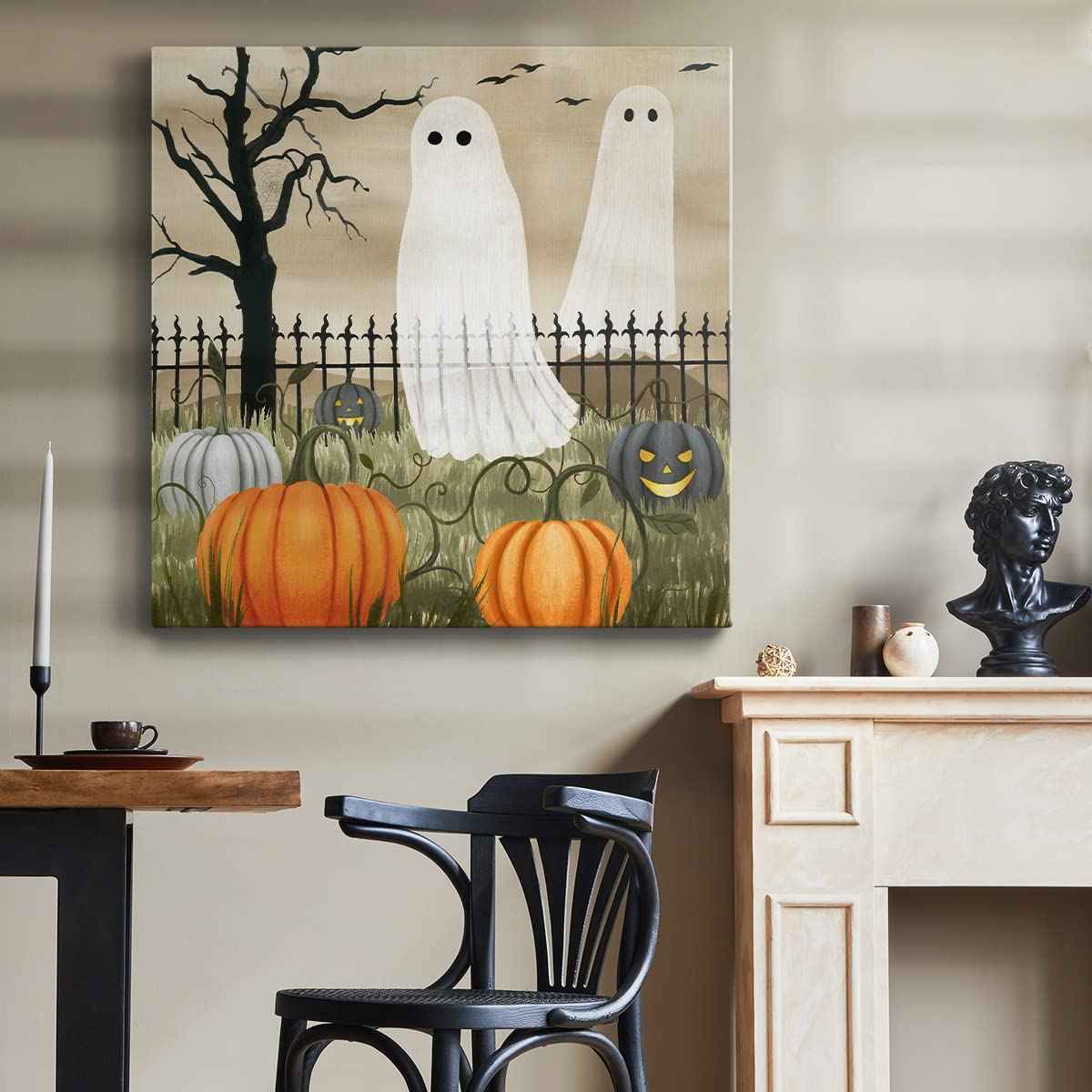 Renditions Gallery Modern Canvas Wall Art Pictures for Office Decorations Halloween Hunted Pumpkin Patch Premium Wall Hanging Wooden Artwork for Livingroom Kitchen Paintings - 24"X24" LT508